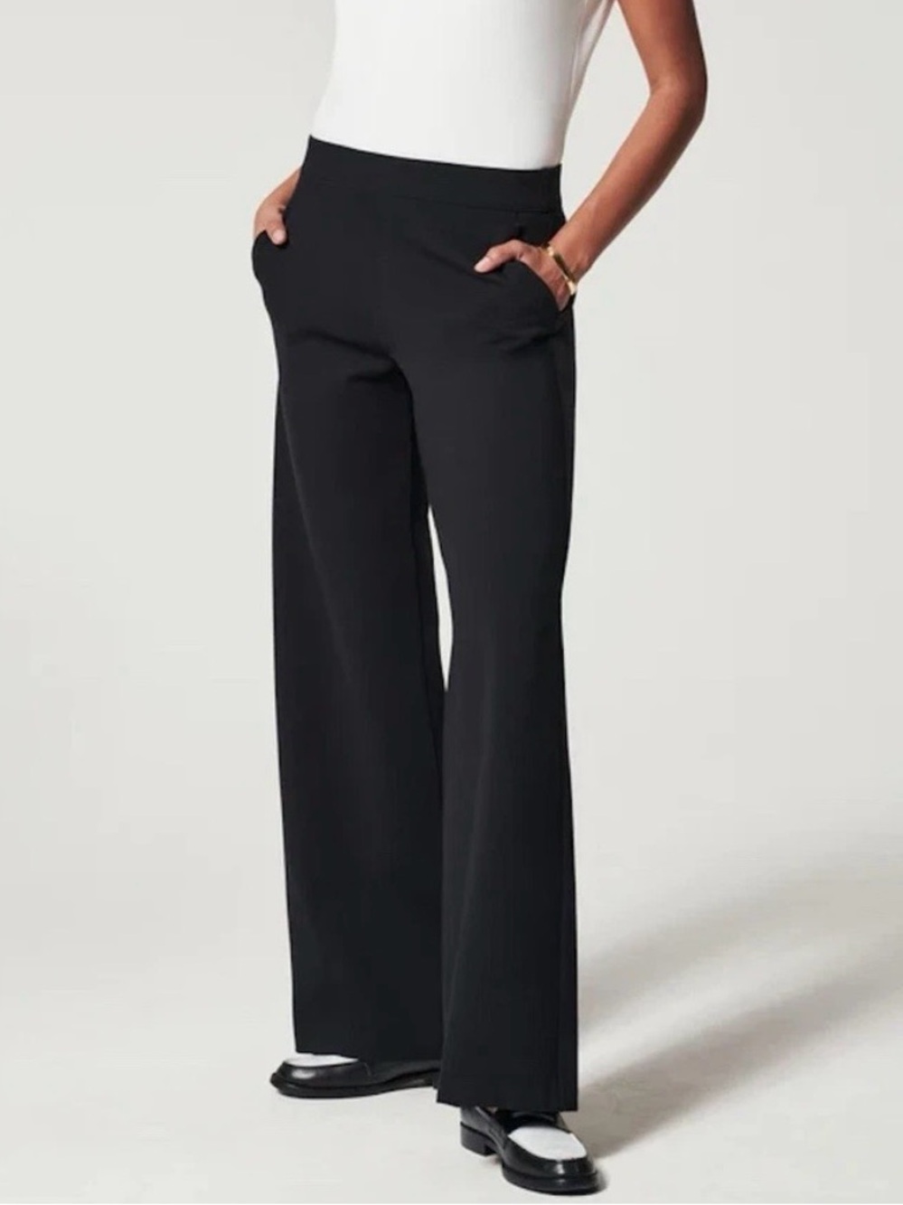 SPANX PerfectFit Ponte Wide Leg Pants Black Size XS Pull On Pockets